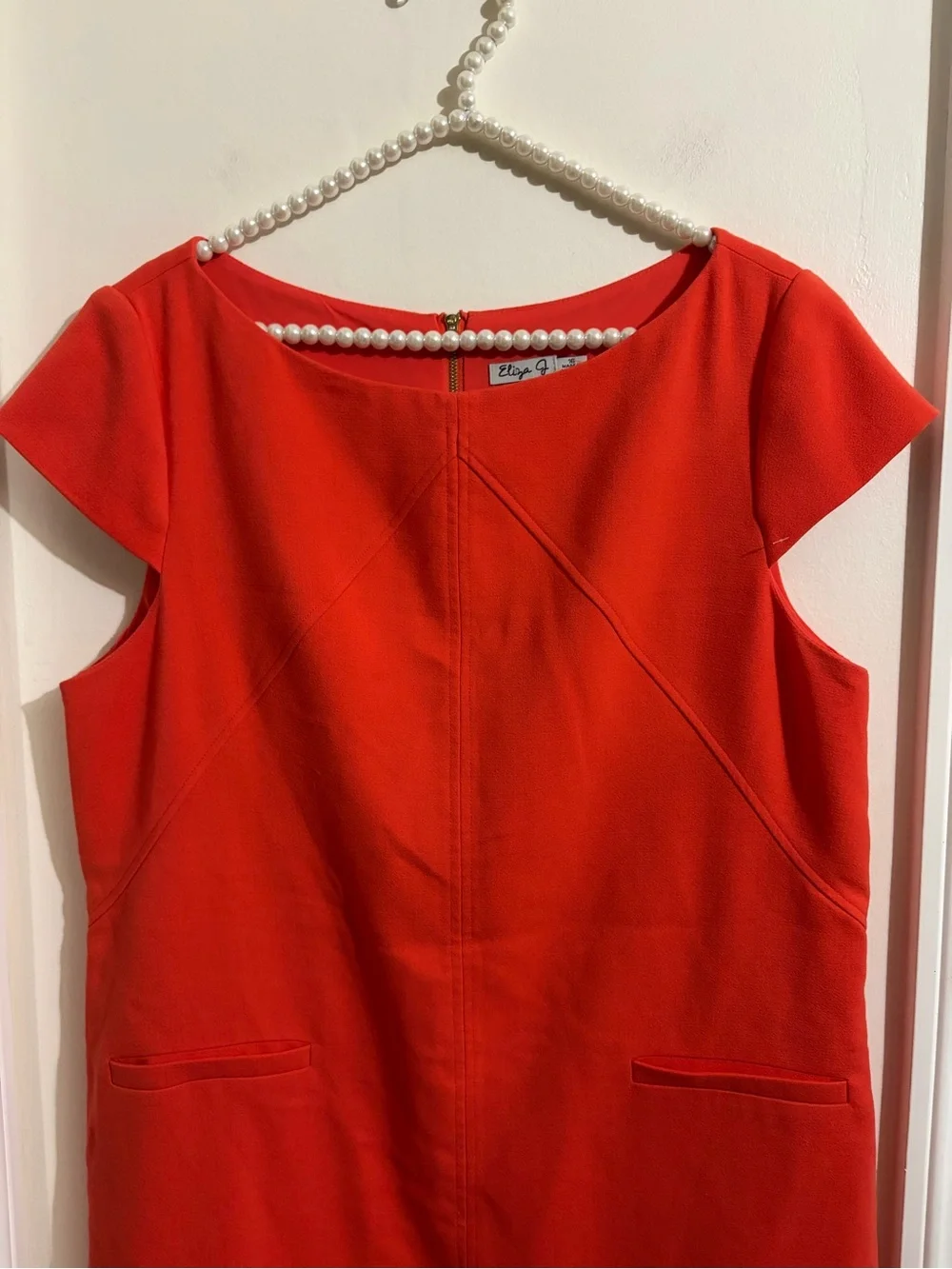 Eliza J Red Cap-Sleeve Shift Dress - Picture 3 of 11